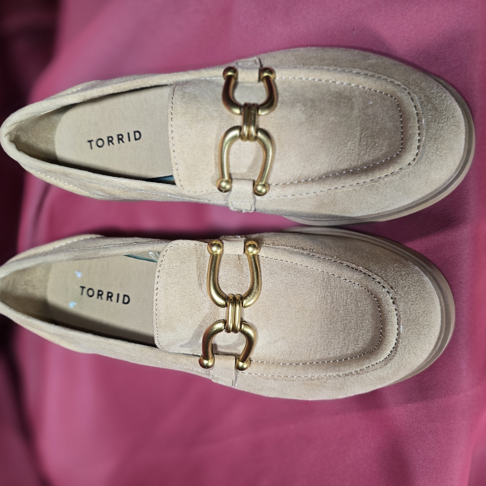 Torrid Women's Cream Loafers with Gold Accent
